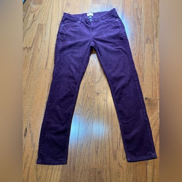 LAND’S END 30 Canvas Cords Pants Unisex Burgundy Plum Pin Straight Pants - Picture 2 of 10